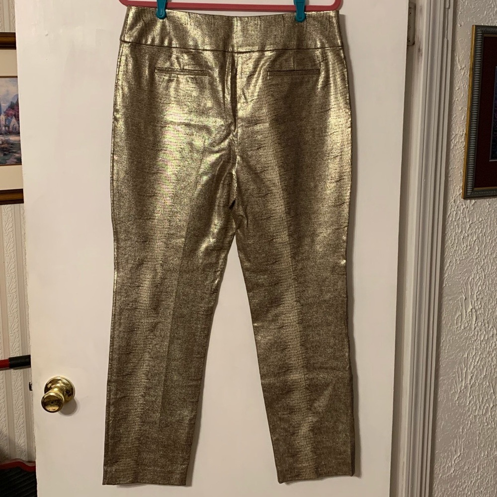 Alfani Gold Metallic Python Snakeskin Slim Pants - Picture 3 of 8